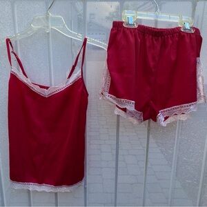 Lace Cami Top And Short Set NEW Red
